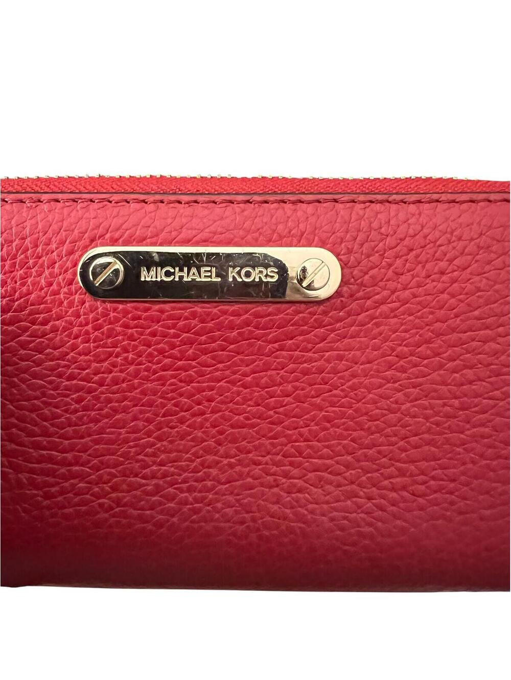Michael Kors Red Leather Zip Around Wallet - Picture 8 of 9